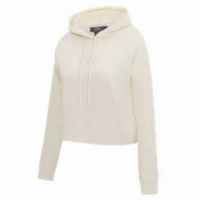 NFL NEW YORK JETS NEUTRAL WOMEN'S CROPPED PULLOVER HOODIE (EGGSHELL)