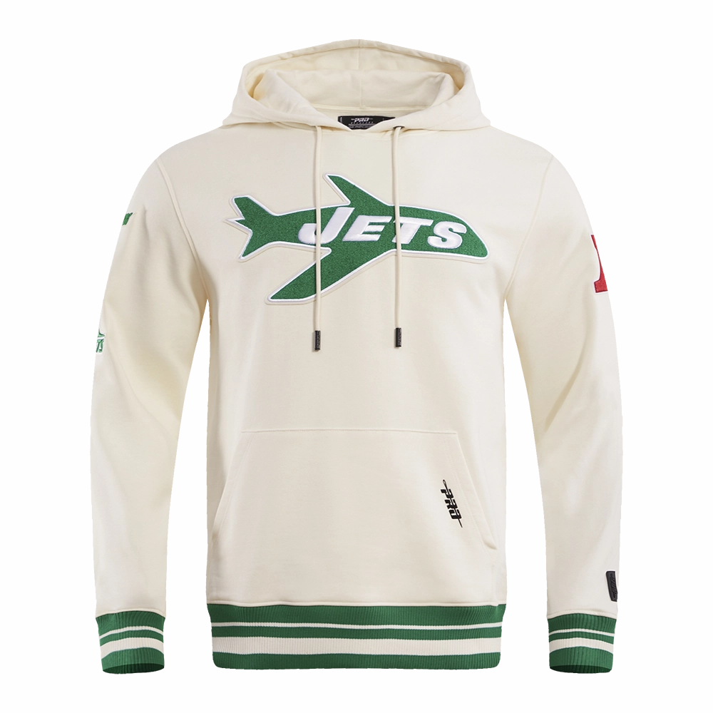 NFL NEW YORK JETS RETRO CLASSIC MEN'S PULLOVER HOODIE (EGGSHELL/ KELLY GREEN)