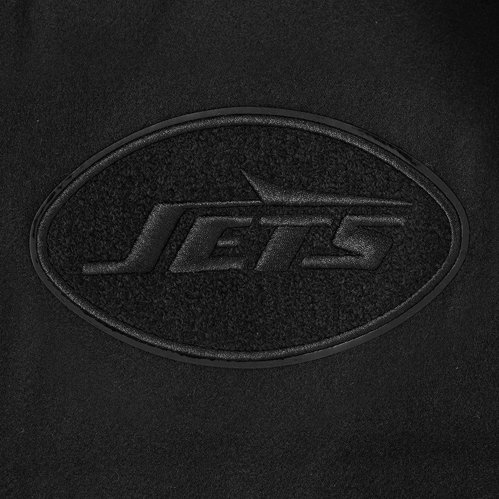 NFL NEW YORK JETS TRIPLE BLACK MEN'S WOOL VARSITY JACKET (JET BLACK)