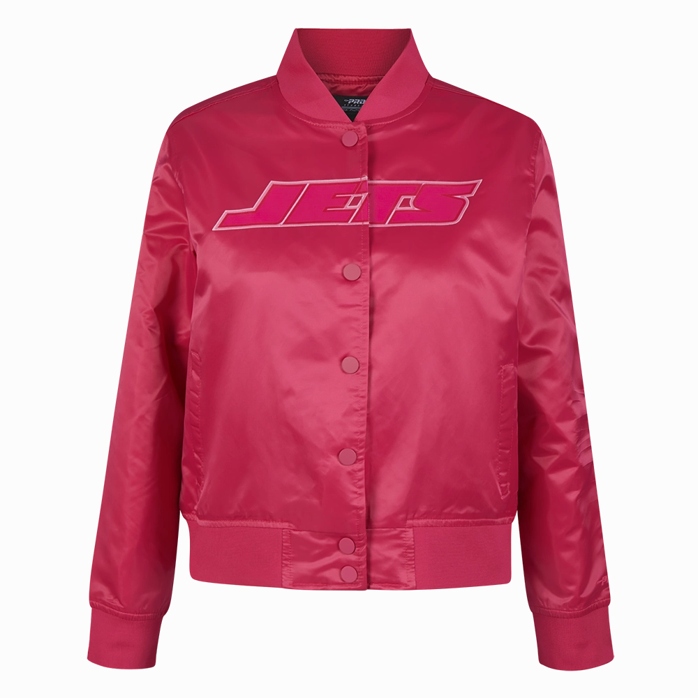 NFL NEW YORK JETS TRIPLE PINK WOMEN'S SATIN JACKET (BEETROOT PURPLE)