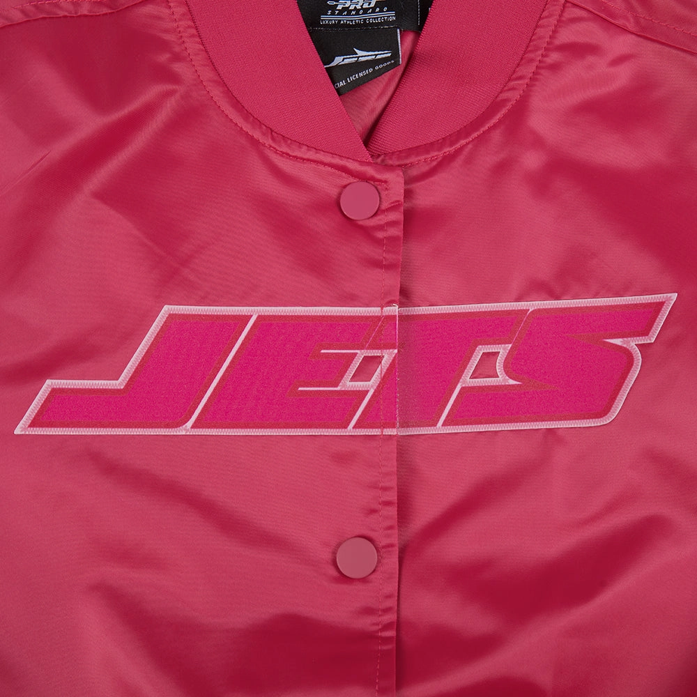 NFL NEW YORK JETS TRIPLE PINK WOMEN'S SATIN JACKET (BEETROOT PURPLE)