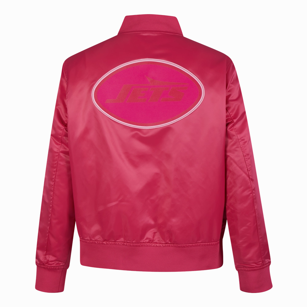 NFL NEW YORK JETS TRIPLE PINK WOMEN'S SATIN JACKET (BEETROOT PURPLE)