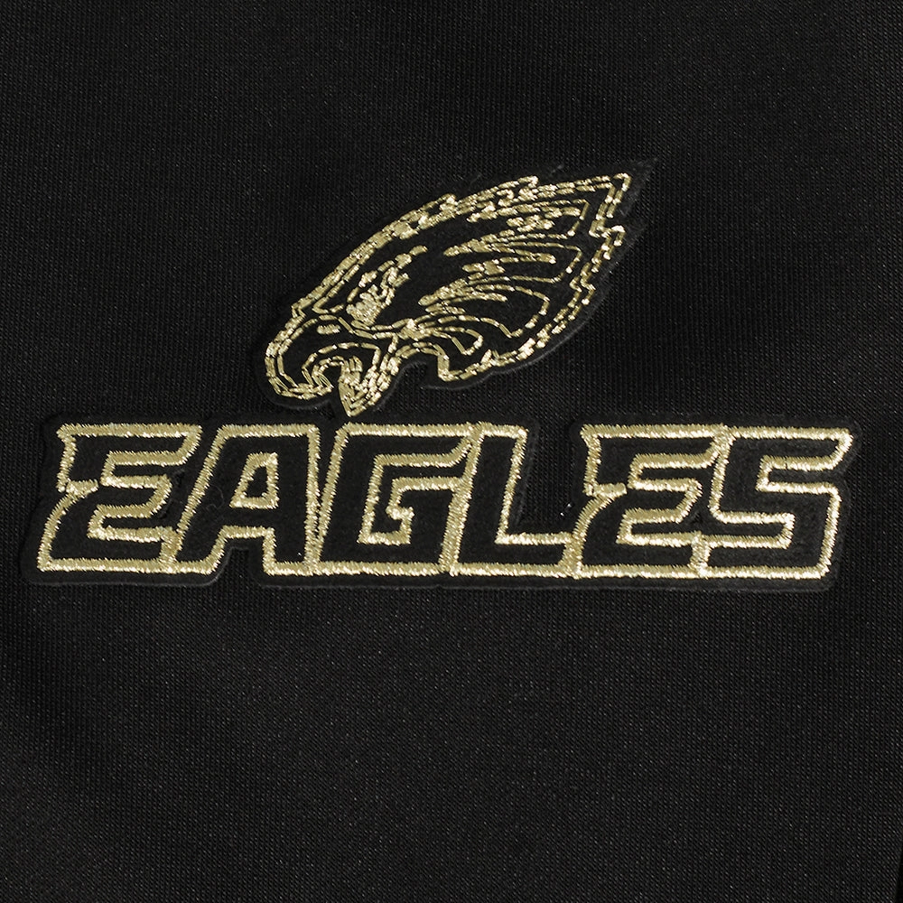 NFL PHILADELPHIA EAGLES BLACK & GOLD MEN'S DOUBLE KNIT PULLOVER HOODIE (BLACK)