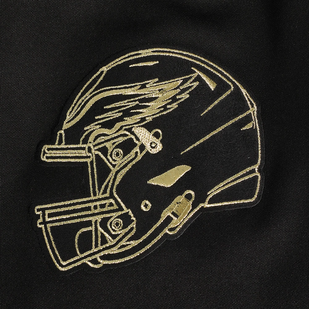 NFL PHILADELPHIA EAGLES BLACK & GOLD MEN'S DOUBLE KNIT PULLOVER HOODIE (BLACK)