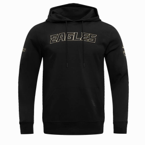 NFL PHILADELPHIA EAGLES BLACK & GOLD MEN'S DOUBLE KNIT PULLOVER HOODIE (BLACK)