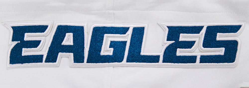 NFL PHILADELPHIA EAGLES CLASSIC CHENILLE MEN'S DOUBLE KNIT  FULL ZIP HOODIE (WHITE)