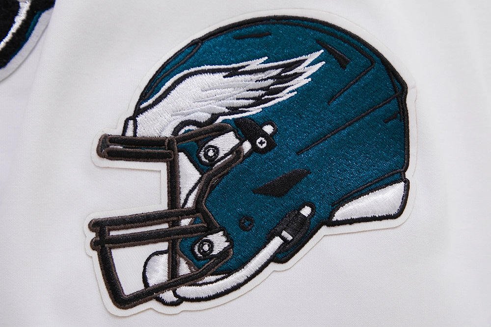 NFL PHILADELPHIA EAGLES CLASSIC CHENILLE MEN'S DOUBLE KNIT  FULL ZIP HOODIE (WHITE)