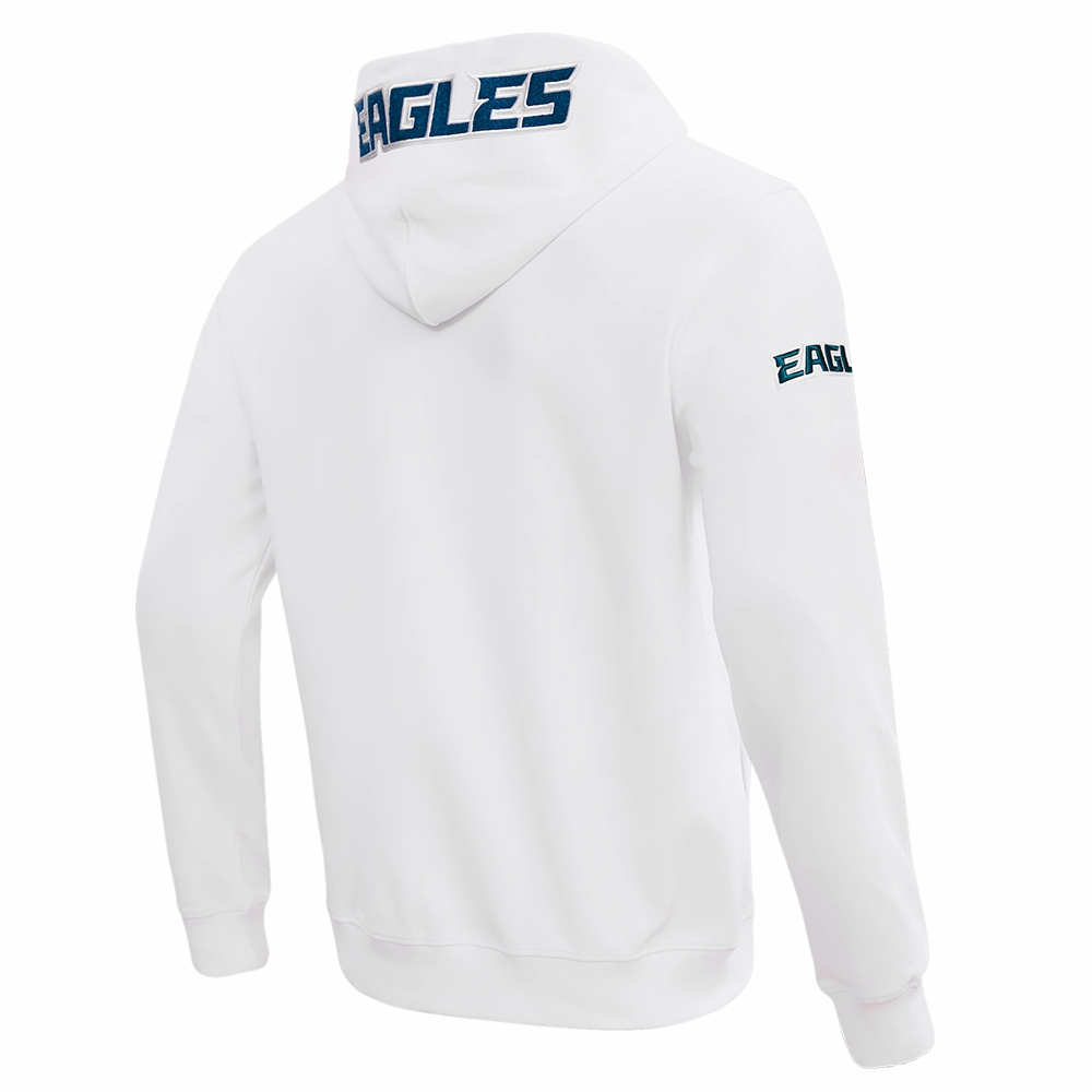 NFL PHILADELPHIA EAGLES CLASSIC CHENILLE MEN'S DOUBLE KNIT  FULL ZIP HOODIE (WHITE)