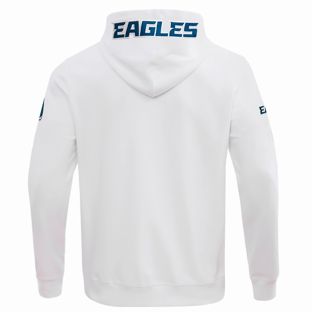 NFL PHILADELPHIA EAGLES CLASSIC CHENILLE MEN'S DOUBLE KNIT  FULL ZIP HOODIE (WHITE)