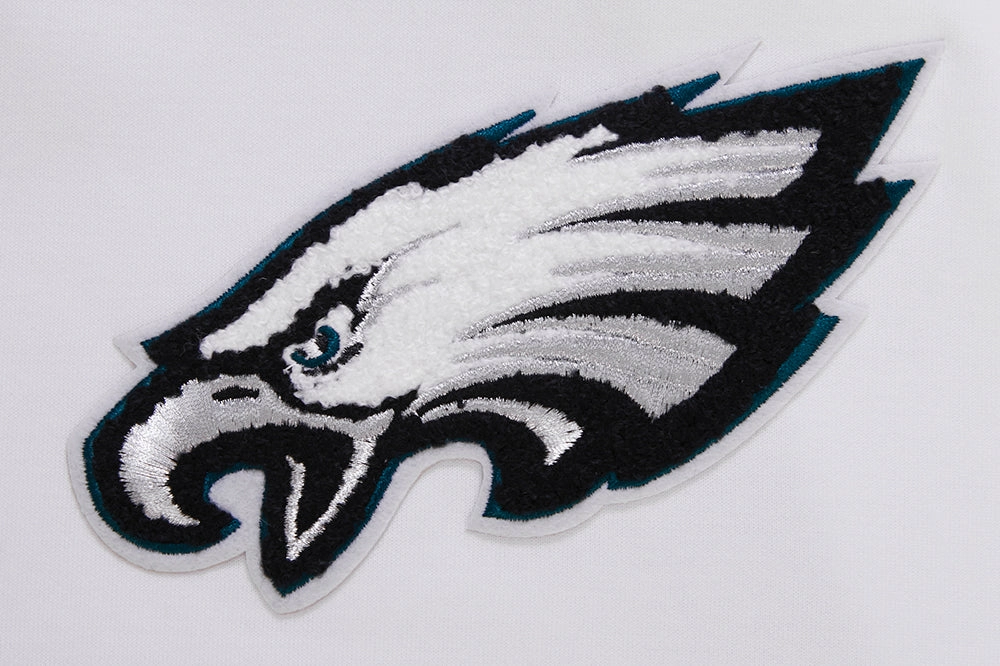 NFL PHILADELPHIA EAGLES CLASSIC CHENILLE MEN'S DOUBLE KNIT  FULL ZIP HOODIE (WHITE)