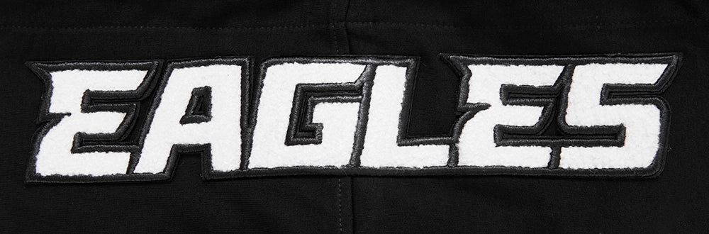 NFL PHILADELPHIA EAGLES CLASSIC CHENILLE MEN'S DOUBLE KNIT PULLOVER HOODIE (BLACK)