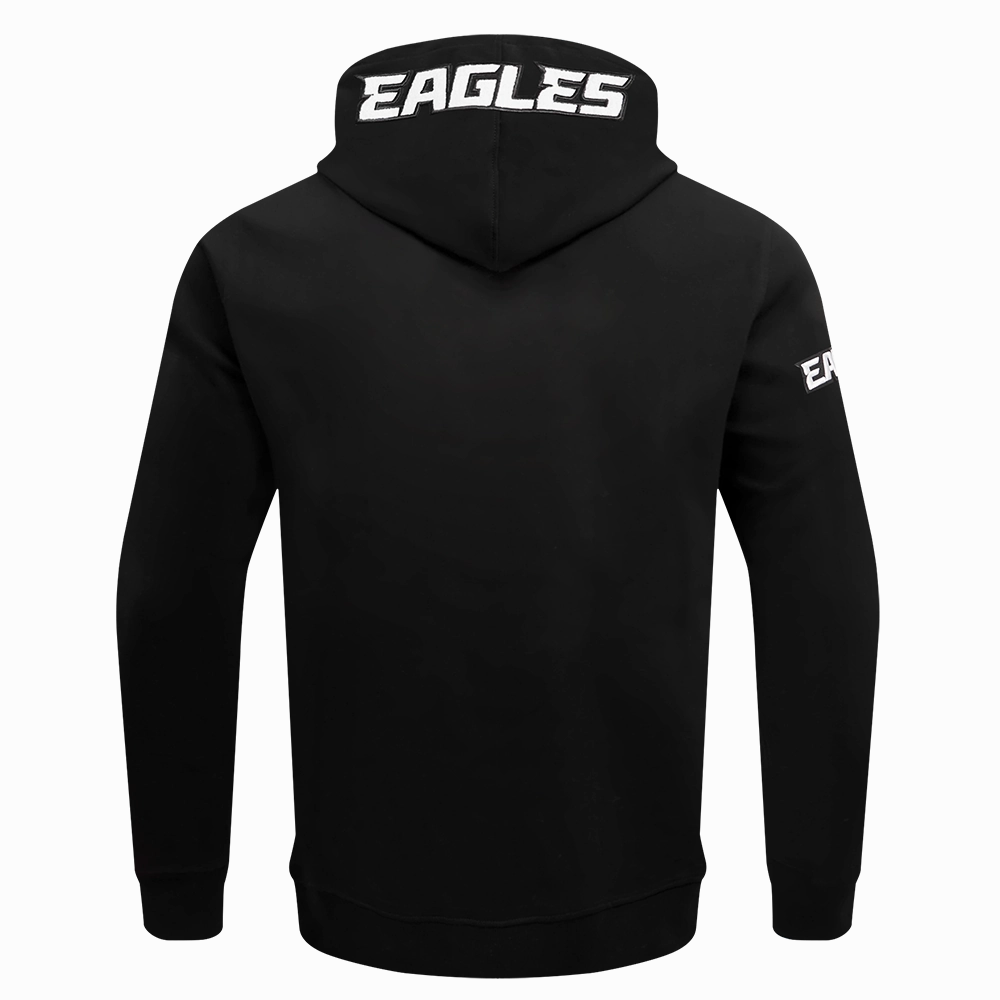 NFL PHILADELPHIA EAGLES CLASSIC CHENILLE MEN'S DOUBLE KNIT PULLOVER HOODIE (BLACK)