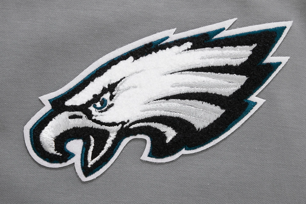 NFL PHILADELPHIA EAGLES CLASSIC CHENILLE MEN'S DOUBLE KNIT PULLOVER HOODIE (GRAY)