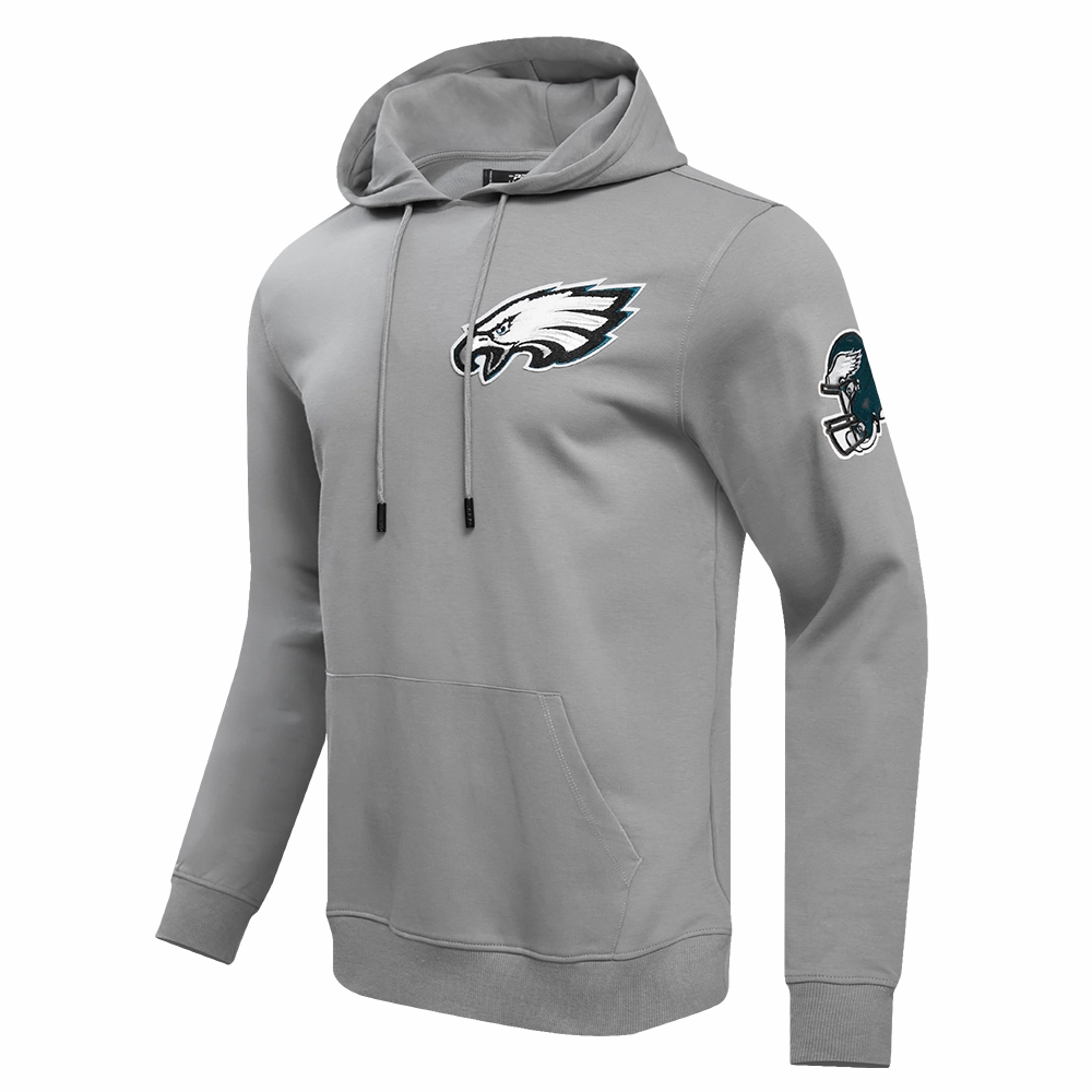 NFL PHILADELPHIA EAGLES CLASSIC CHENILLE MEN'S DOUBLE KNIT PULLOVER HOODIE (GRAY)