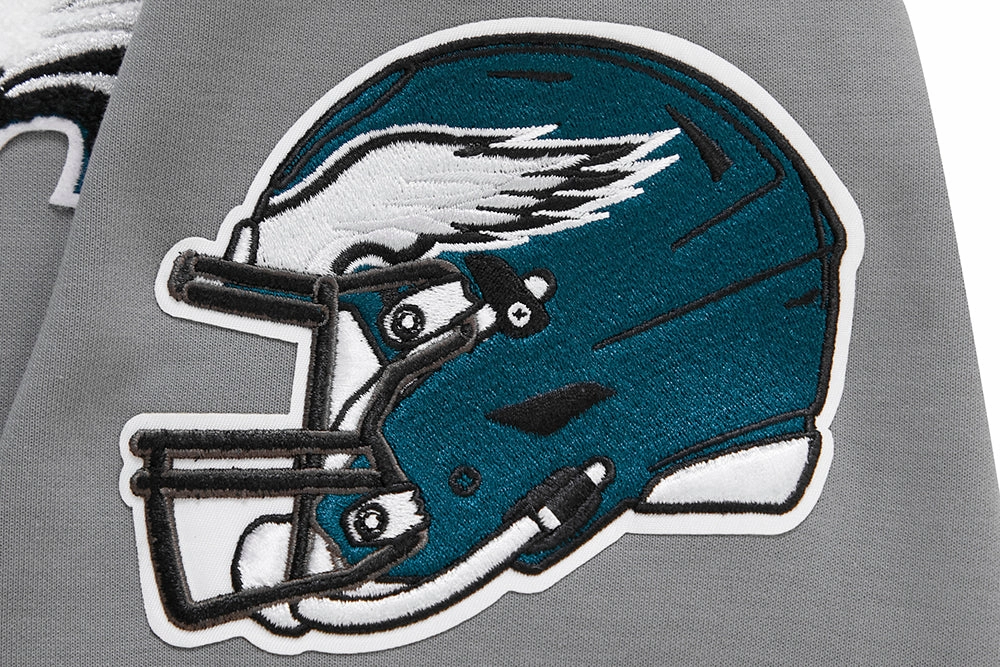 NFL PHILADELPHIA EAGLES CLASSIC CHENILLE MEN'S DOUBLE KNIT PULLOVER HOODIE (GRAY)