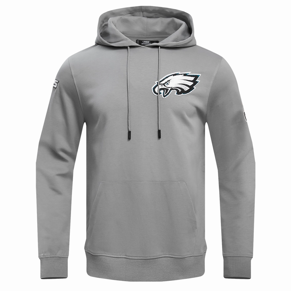 NFL PHILADELPHIA EAGLES CLASSIC CHENILLE MEN'S DOUBLE KNIT PULLOVER HOODIE (GRAY)