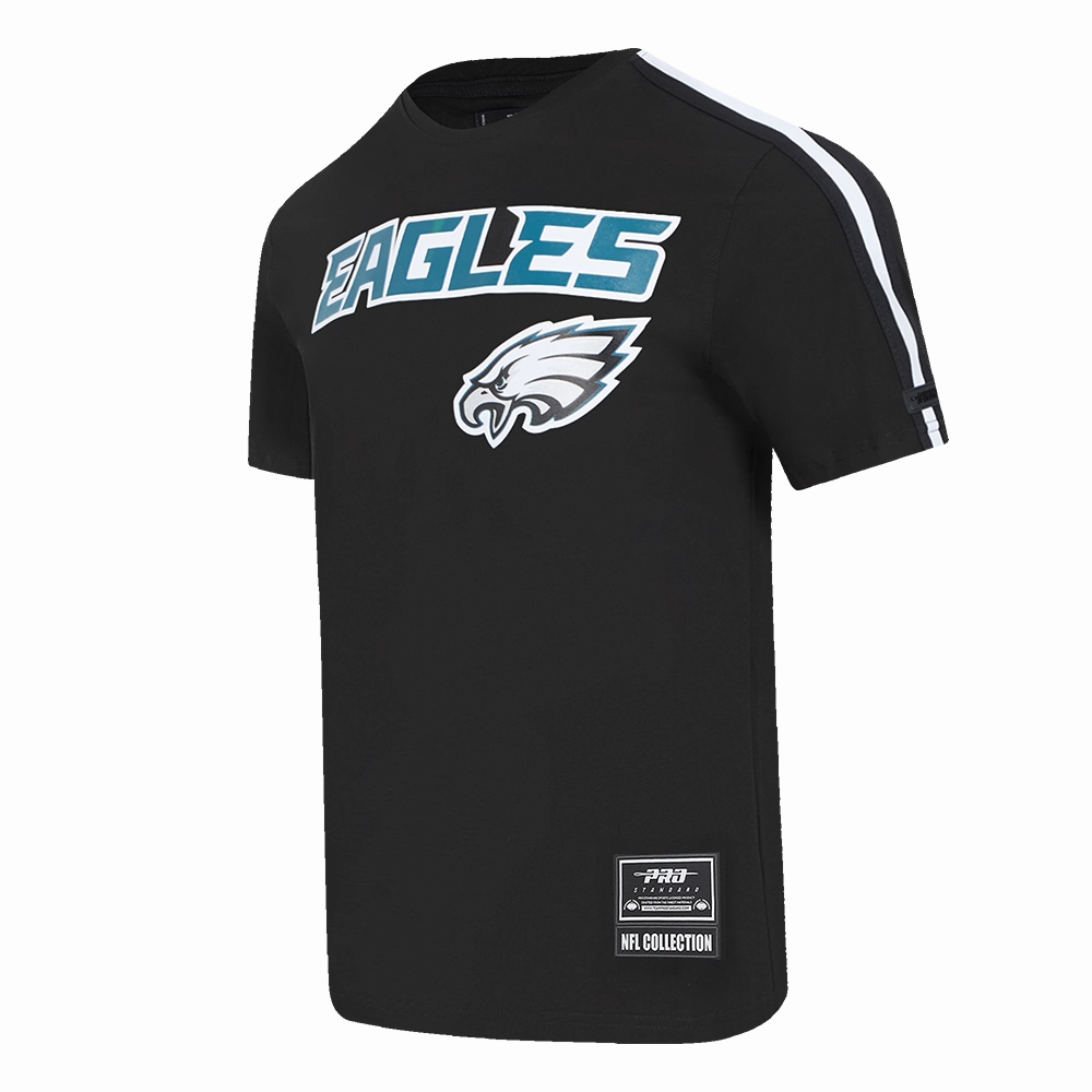 NFL PHILADELPHIA EAGLES CLASSIC MESH MEN'S SINGLE JERSEY STRIPED TEE (BLACK)