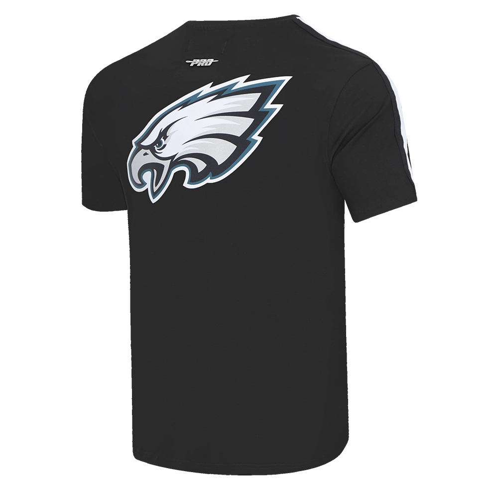 NFL PHILADELPHIA EAGLES CLASSIC MESH MEN'S SINGLE JERSEY STRIPED TEE (BLACK)