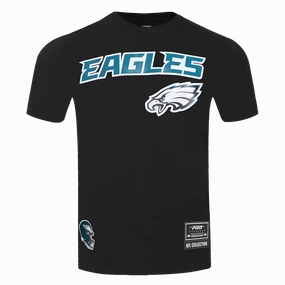 NFL PHILADELPHIA EAGLES CLASSIC MESH MEN'S SINGLE JERSEY STRIPED TEE (BLACK)