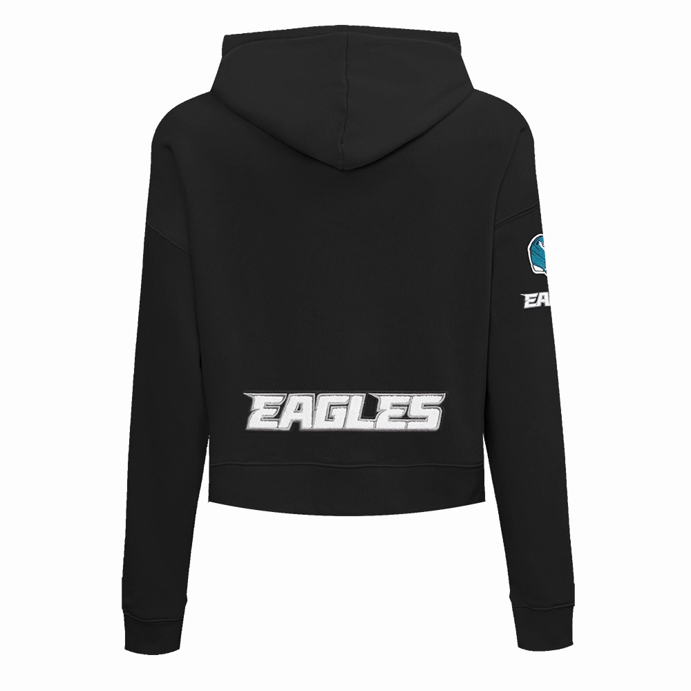 NFL PHILADELPHIA EAGLES CLASSIC WOMEN'S FLEECE CROPPED PULLOVER HOODIE (BLACK)