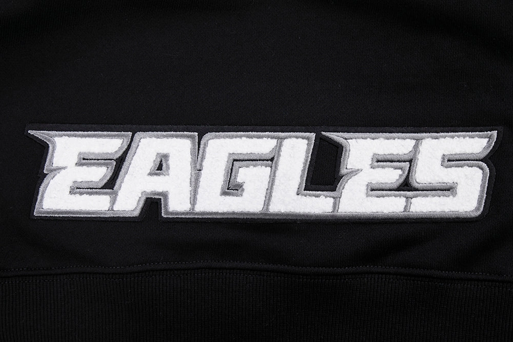NFL PHILADELPHIA EAGLES CLASSIC WOMEN'S FLEECE CROPPED PULLOVER HOODIE (BLACK)