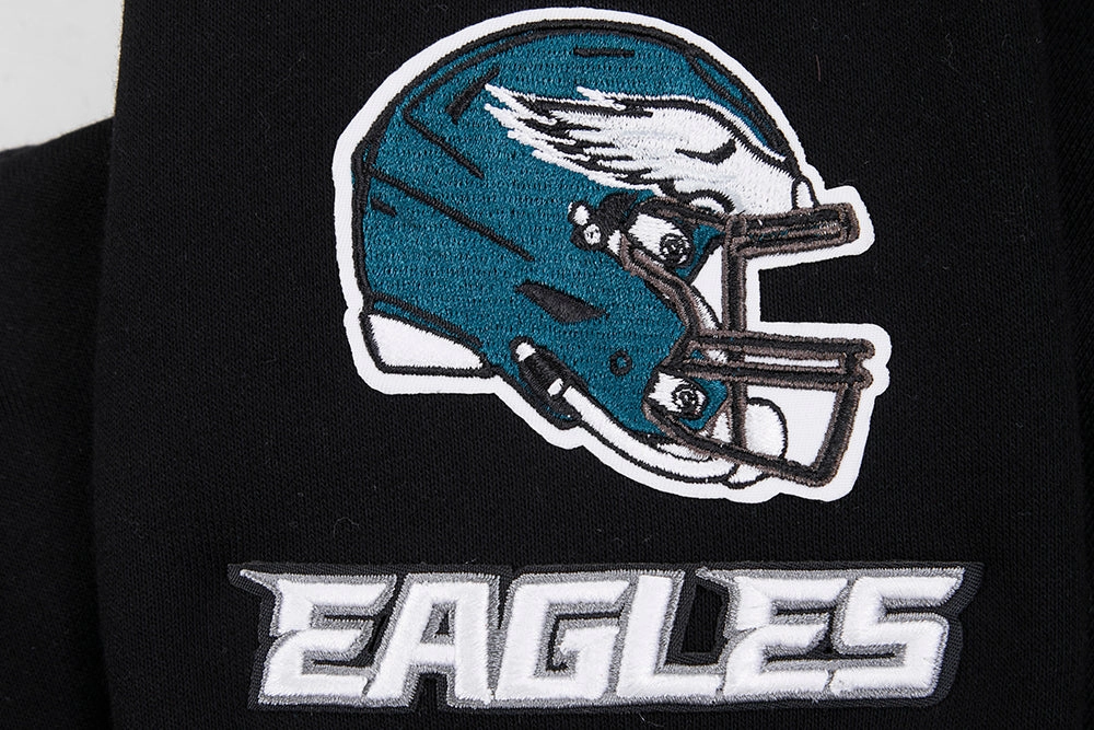 NFL PHILADELPHIA EAGLES CLASSIC WOMEN'S FLEECE CROPPED PULLOVER HOODIE (BLACK)