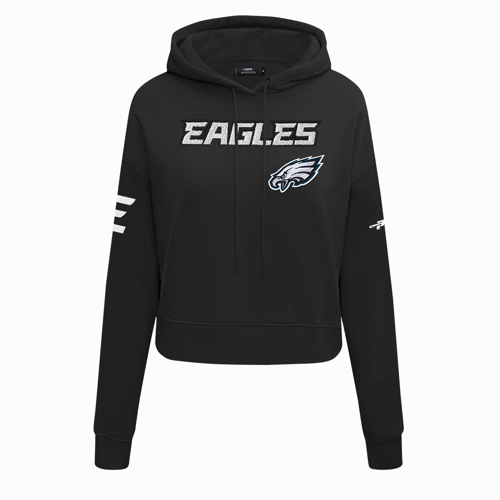 NFL PHILADELPHIA EAGLES GAME DAY CLASSICS WOMEN'S DK CROPPED PO HOODIE (BLACK)
