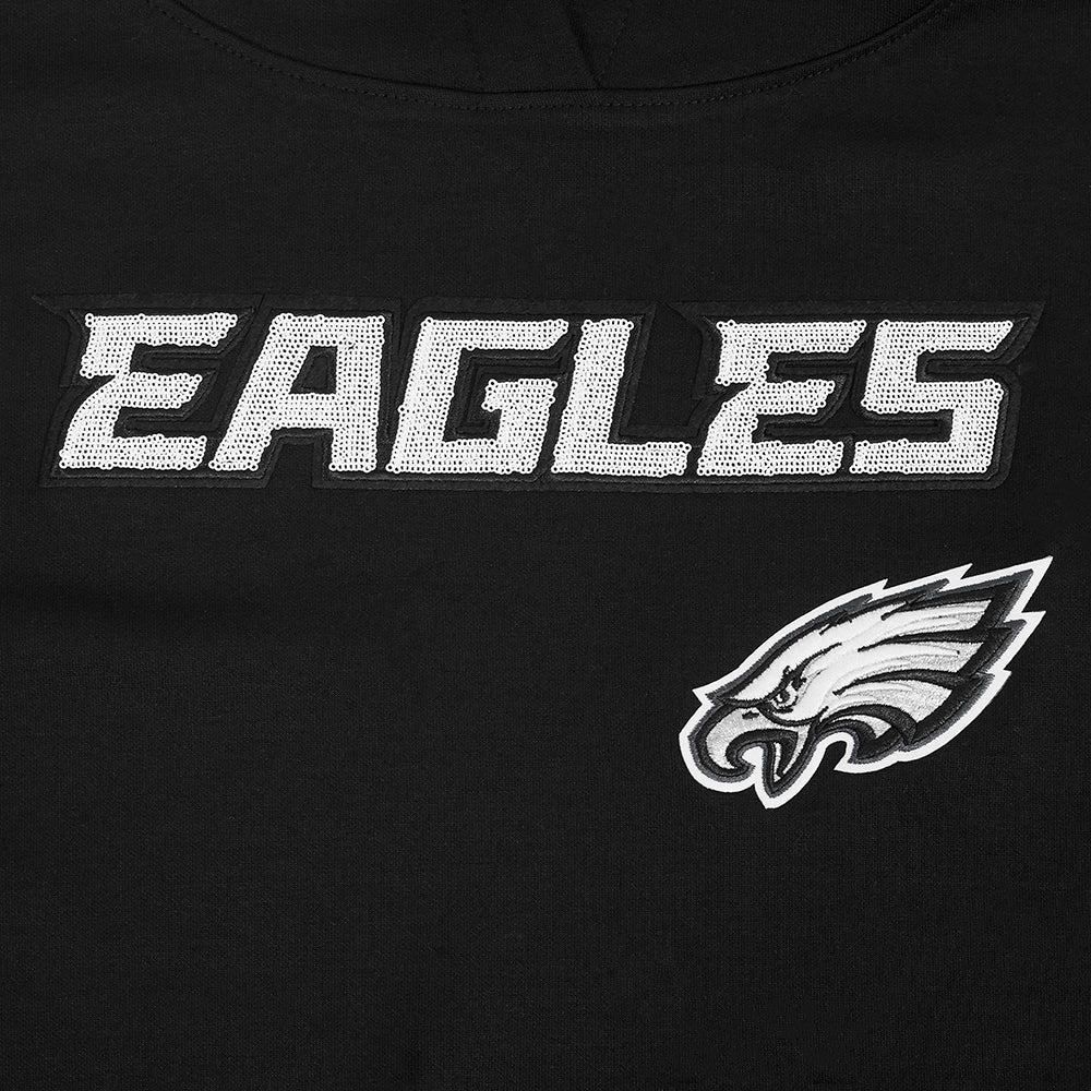 NFL PHILADELPHIA EAGLES GAME DAY CLASSICS WOMEN'S DK CROPPED PO HOODIE (BLACK)