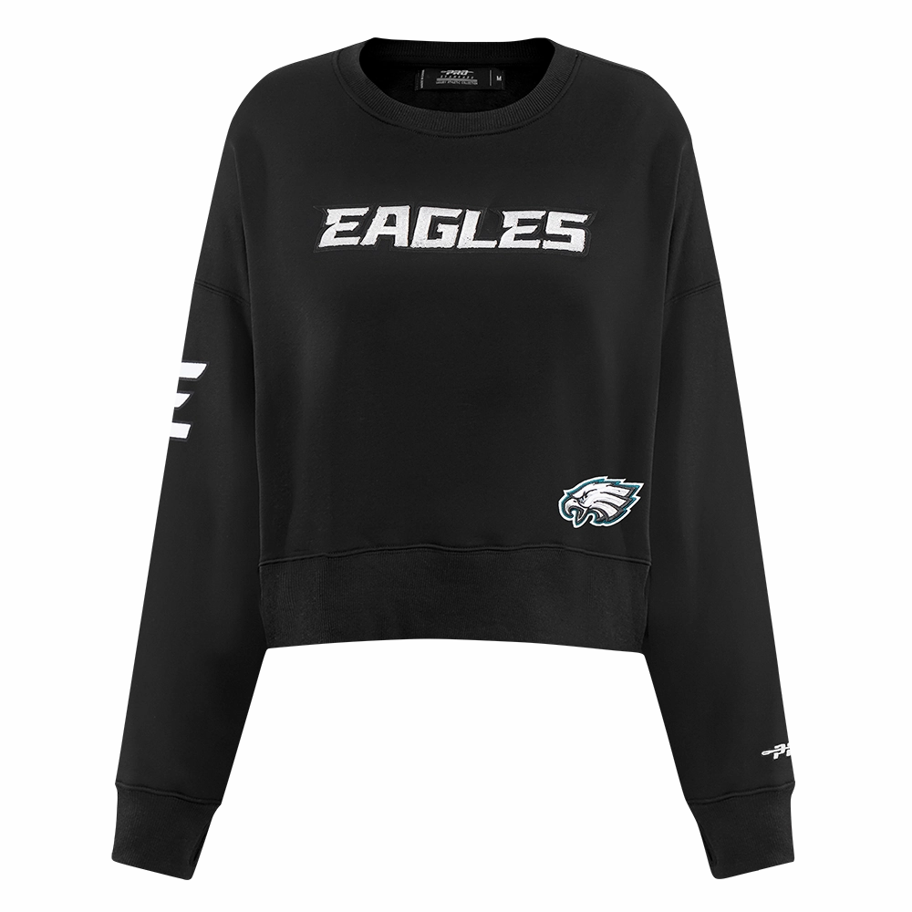 NFL PHILADELPHIA EAGLES GAME DAY CLASSICS WOMEN'S DOUBLE KNIT CREWNECK (BLACK)