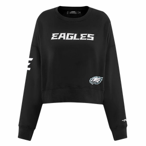 NFL PHILADELPHIA EAGLES GAME DAY CLASSICS WOMEN'S DOUBLE KNIT CREWNECK (BLACK)