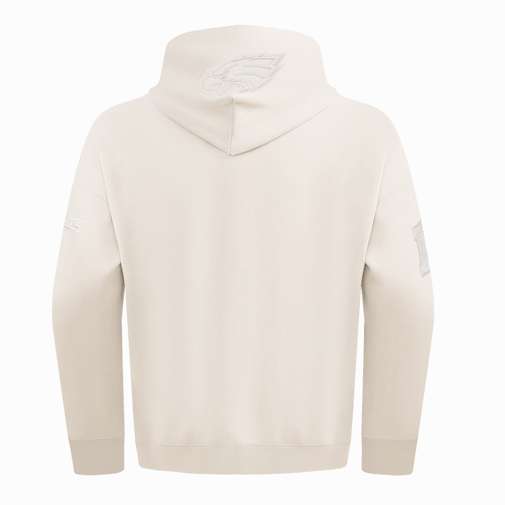 NFL PHILADELPHIA EAGLES NEUTRAL DROP SHOULDER FLEECE PULLOVER HOODIE (EGGSHELL)