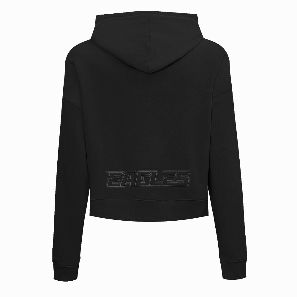 NFL PHILADELPHIA EAGLES NEUTRAL WOMEN'S CROPPED PULLOVER HOODIE (BLACK)