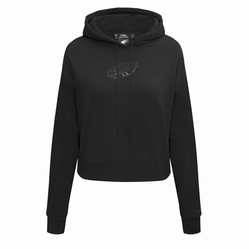 NFL PHILADELPHIA EAGLES NEUTRAL WOMEN'S CROPPED PULLOVER HOODIE (BLACK)