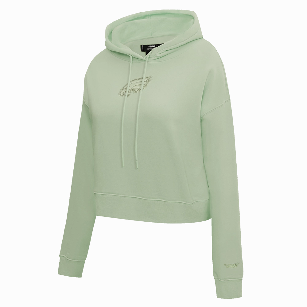 NFL PHILADELPHIA EAGLES NEUTRAL WOMEN'S FLEECE CROPPED PULLOVER HOODIE (MOSS)