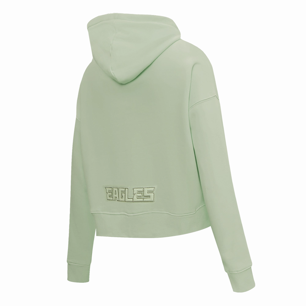 NFL PHILADELPHIA EAGLES NEUTRAL WOMEN'S FLEECE CROPPED PULLOVER HOODIE (MOSS)