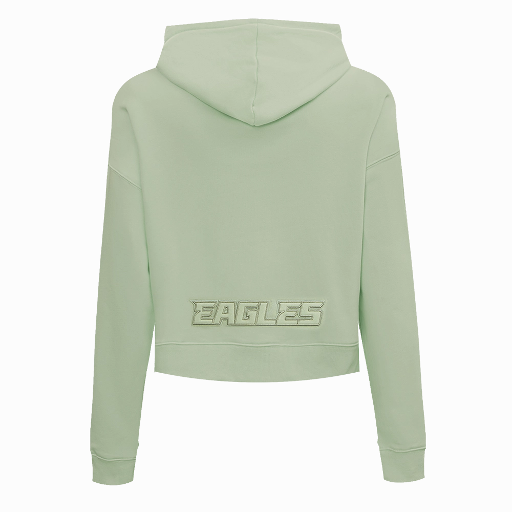 NFL PHILADELPHIA EAGLES NEUTRAL WOMEN'S FLEECE CROPPED PULLOVER HOODIE (MOSS)