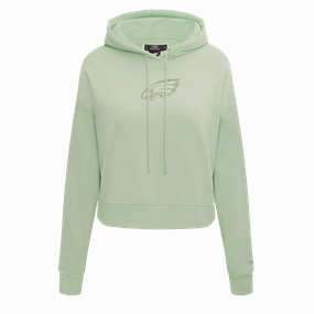 NFL PHILADELPHIA EAGLES NEUTRAL WOMEN'S FLEECE CROPPED PULLOVER HOODIE (MOSS)