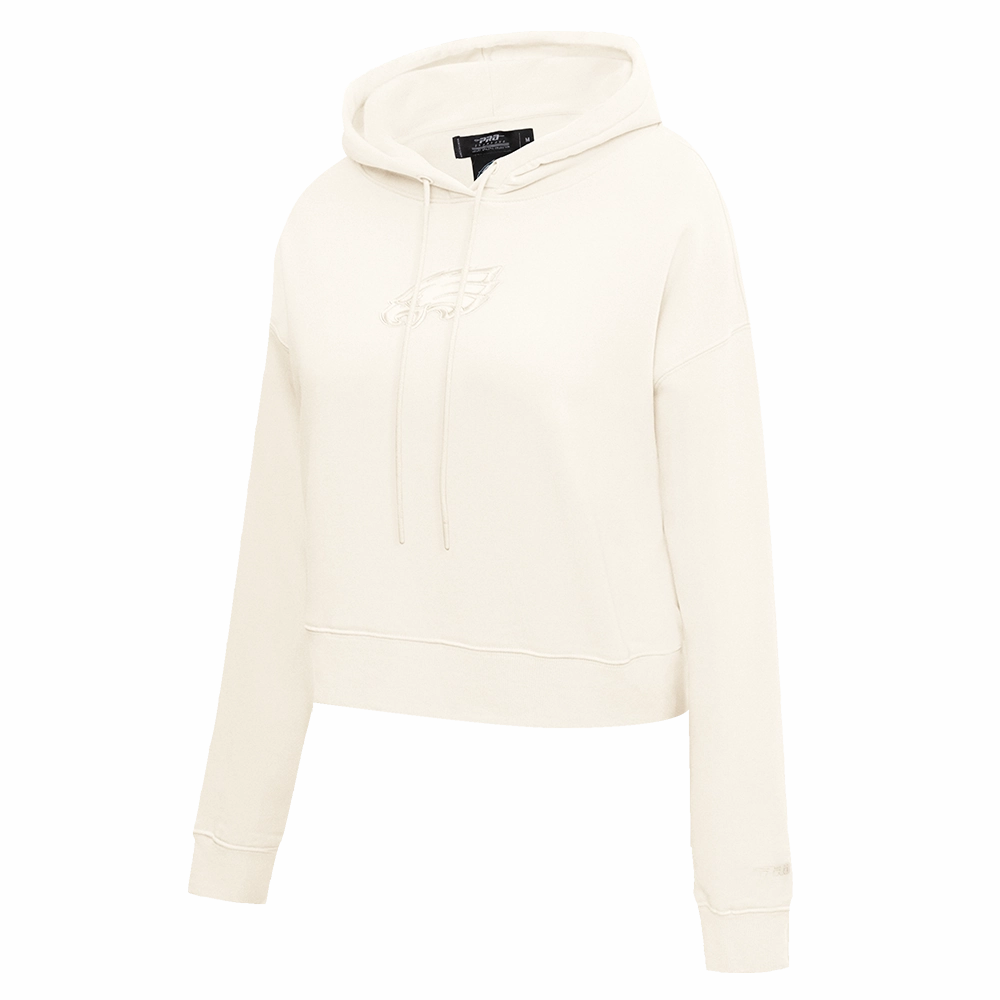 NFL PHILADELPHIA EAGLES NEUTRAL WOMENS CROPPED PULLOVER HOODIE (EGGSHELL)