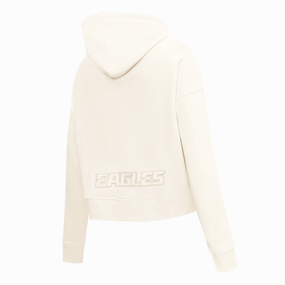 NFL PHILADELPHIA EAGLES NEUTRAL WOMENS CROPPED PULLOVER HOODIE (EGGSHELL)