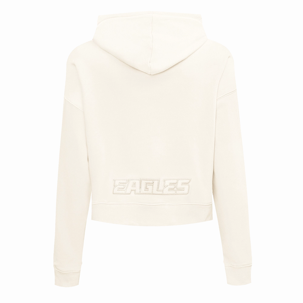 NFL PHILADELPHIA EAGLES NEUTRAL WOMENS CROPPED PULLOVER HOODIE (EGGSHELL)