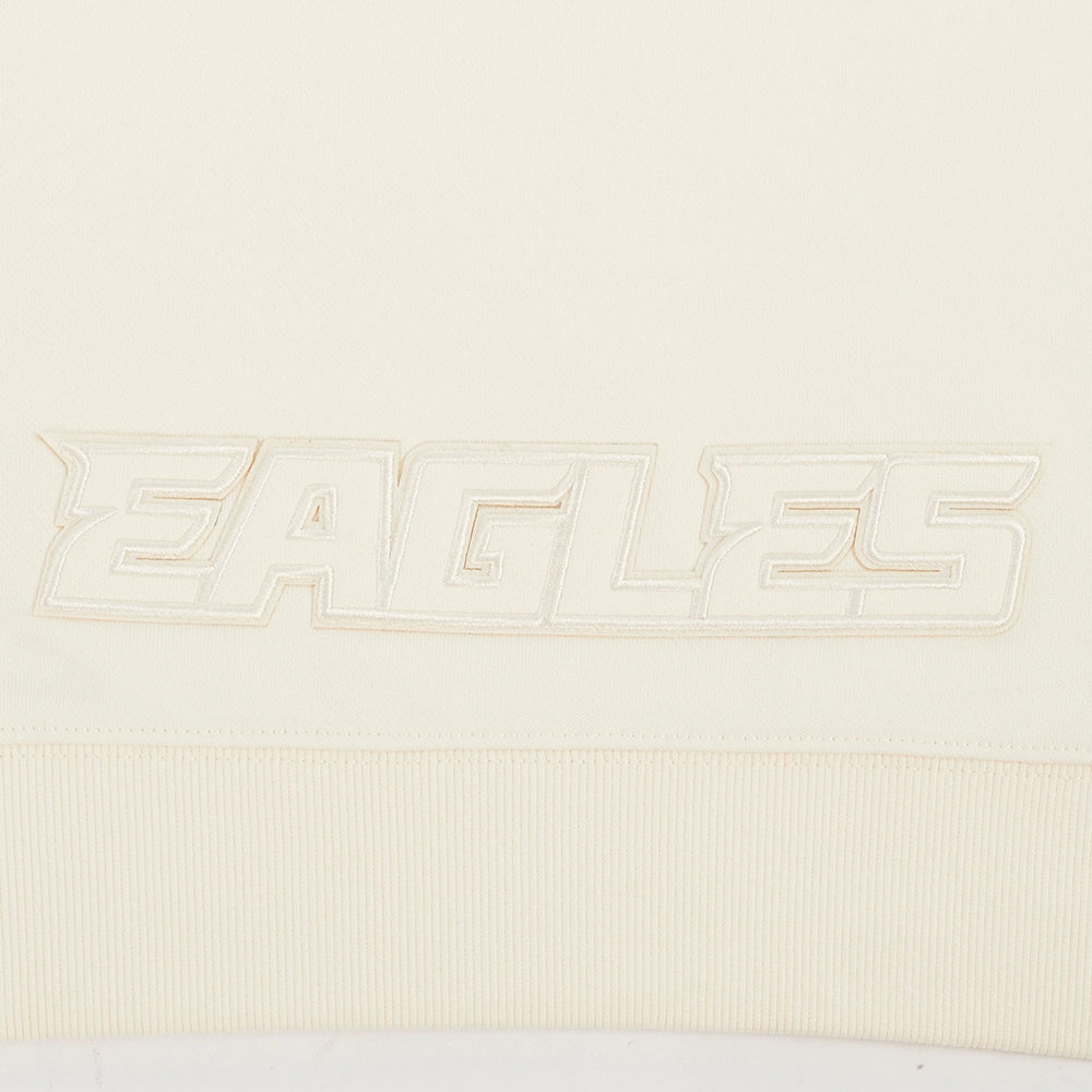 NFL PHILADELPHIA EAGLES NEUTRAL WOMENS CROPPED PULLOVER HOODIE (EGGSHELL)