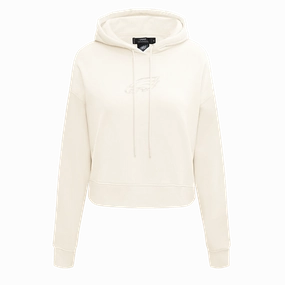 NFL PHILADELPHIA EAGLES NEUTRAL WOMENS CROPPED PULLOVER HOODIE (EGGSHELL)