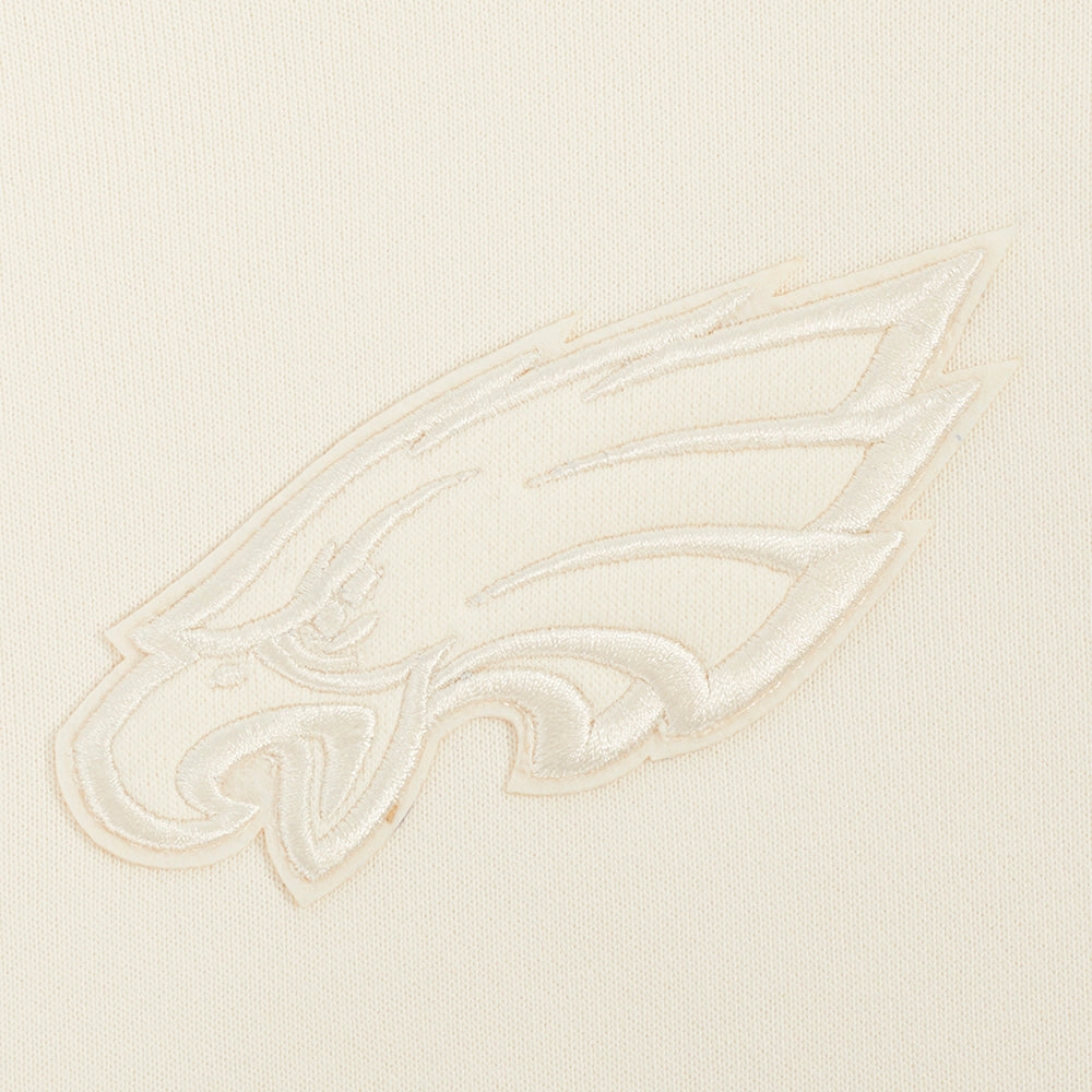 NFL PHILADELPHIA EAGLES NEUTRAL WOMENS CROPPED PULLOVER HOODIE (EGGSHELL)