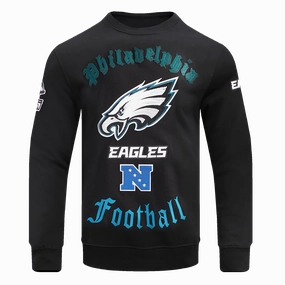 NFL PHILADELPHIA EAGLES OLD ENGLISH MEN'S CREWNECK (BLACK)