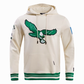 NFL PHILADELPHIA EAGLES RETRO CLASSIC MEN'S PULLOVER HOODIE (EGGSHELL/ KELLY GREEN)