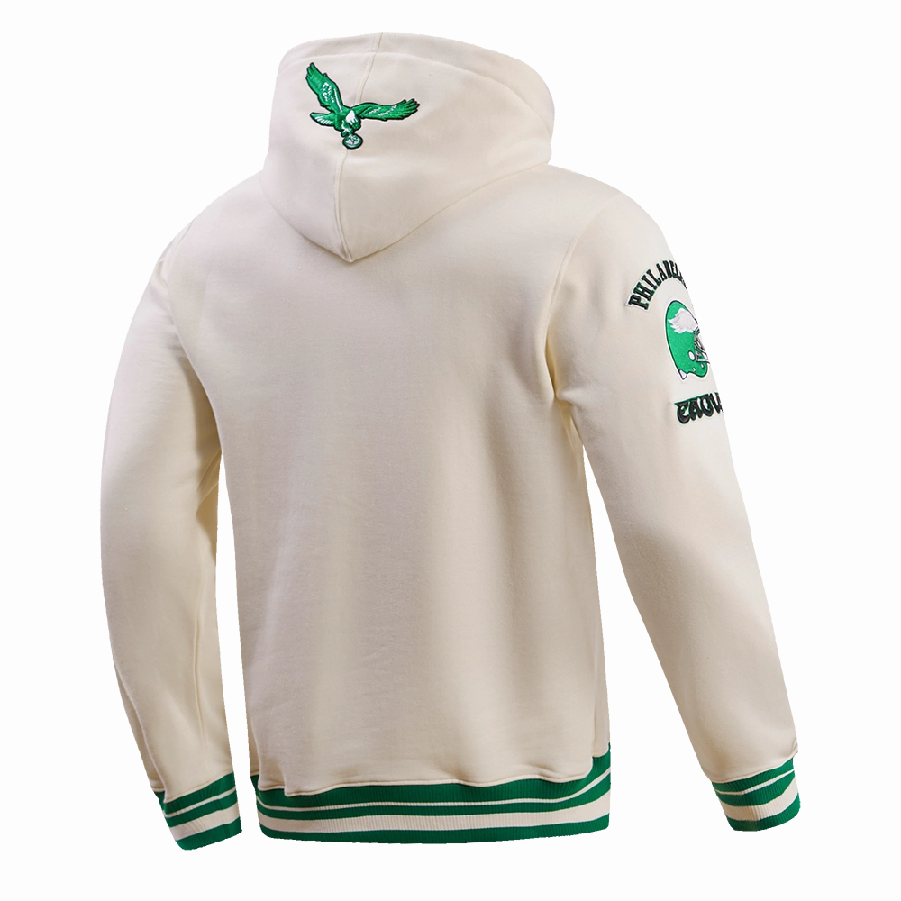 NFL PHILADELPHIA EAGLES RETRO CLASSIC MEN'S PULLOVER HOODIE (EGGSHELL/ KELLY GREEN)