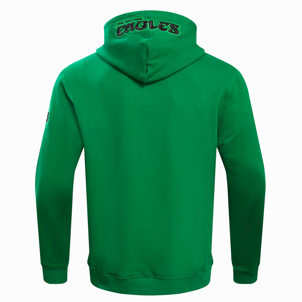 NFL PHILADELPHIA EAGLES RETRO OLD ENGLISH MEN'S PULLOVER HOODIE (KELLY GREEN)
