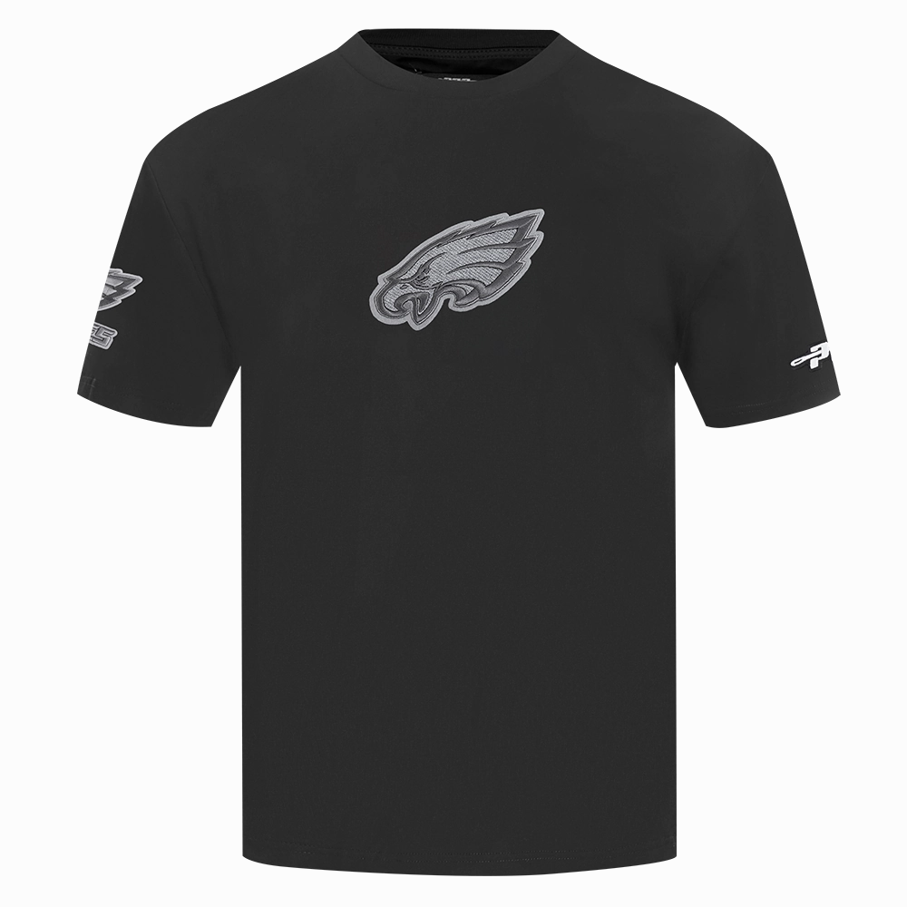 NFL PHILADELPHIA EAGLES REVERSE FRENCH TERRY MEN'S COTTON JERSEY DROP SHOULDER (BLACK)