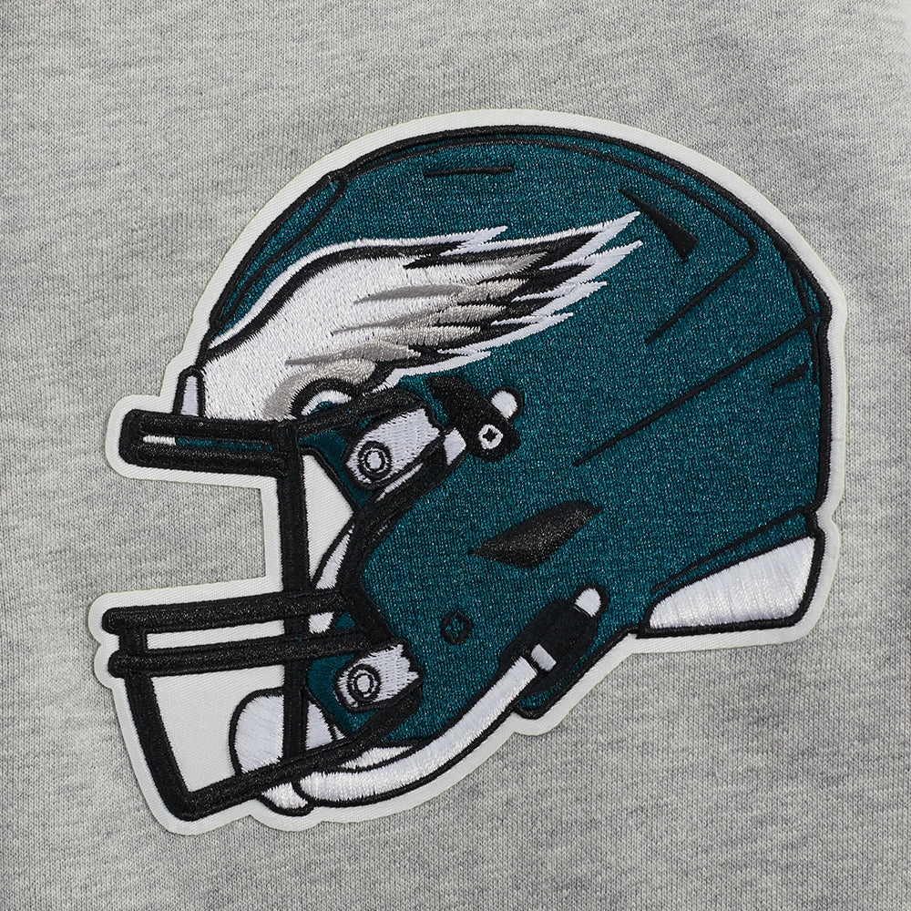 NFL PHILADELPHIA EAGLES TEAM PENNANTS MEN'S RIB FLEECE PULLOVER HOODIE (HEATHER GRAY/BLACK)