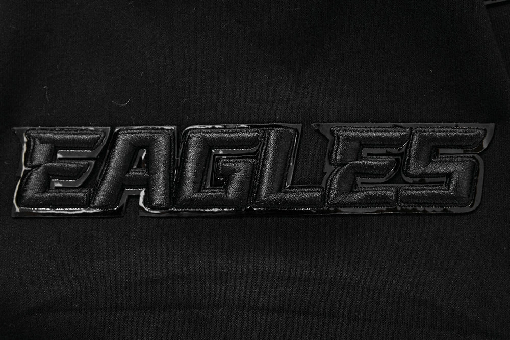 NFL PHILADELPHIA EAGLES TRIPLE BLACK MEN'S DOUBLE KNIT PULLOVER HOODIE (TRIPLE BLACK MEN'S)